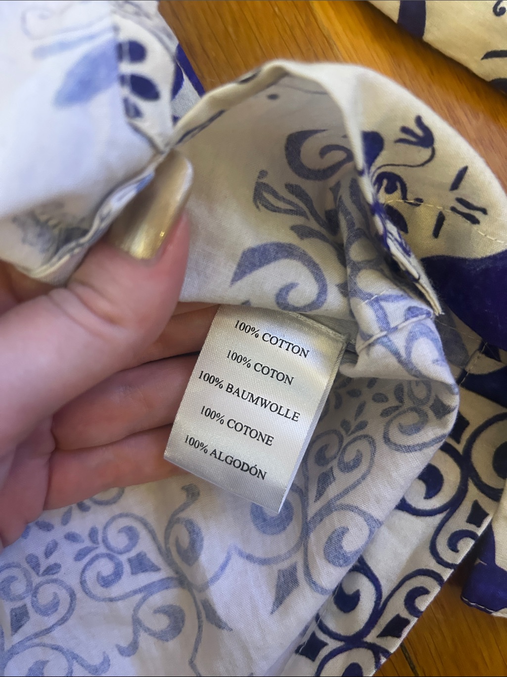 Nwt Samantha Pleet Moon Tile Enchantment Blouse Medium Indigo Blue Ivory A — image 4 of 8